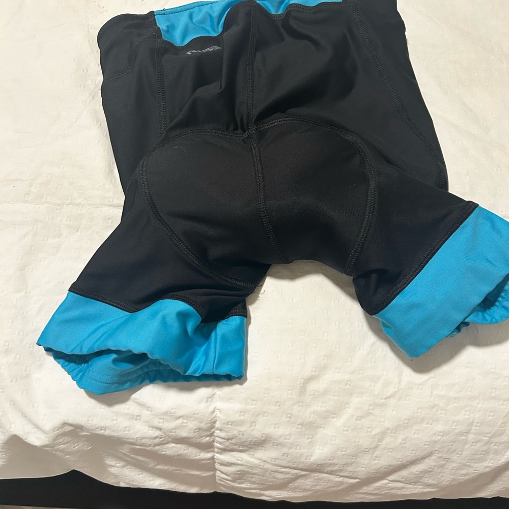 Women's Black and Turquoise Bike Shorts with Padded Seat